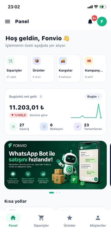 Fonvio Admin App - Kazançlar