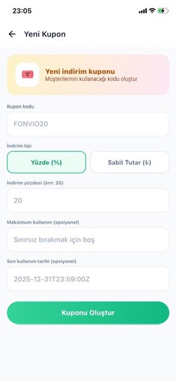 Fonvio Admin App - Raporlar